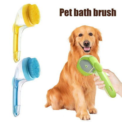 Dog Bath Bristle Machine Soap Dispensing Dog Brush Pet Grooming Massage Brush with Soap Dispenser for Dogs Cats for Massaging
