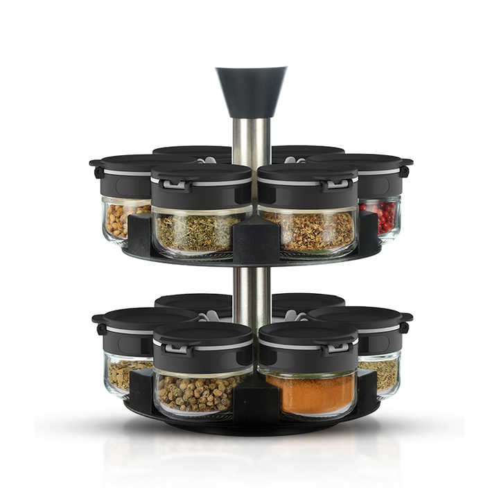 Organisateur Épices Rotatif 360° - 12 Flacons | Rangement Cuisine