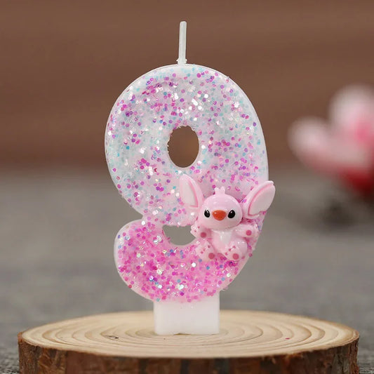 Disney Anime 0-9 Number Candle Cute Lilo & Stitch  Cartoon Character Children Party Cake Plug-in Birthday Cake Decoration Gift